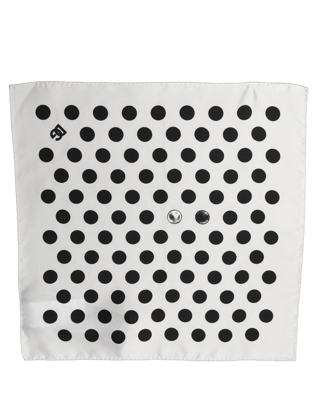 Dolce & Gabbana White Black Polka Dot Square Foulard Men's Scarf
