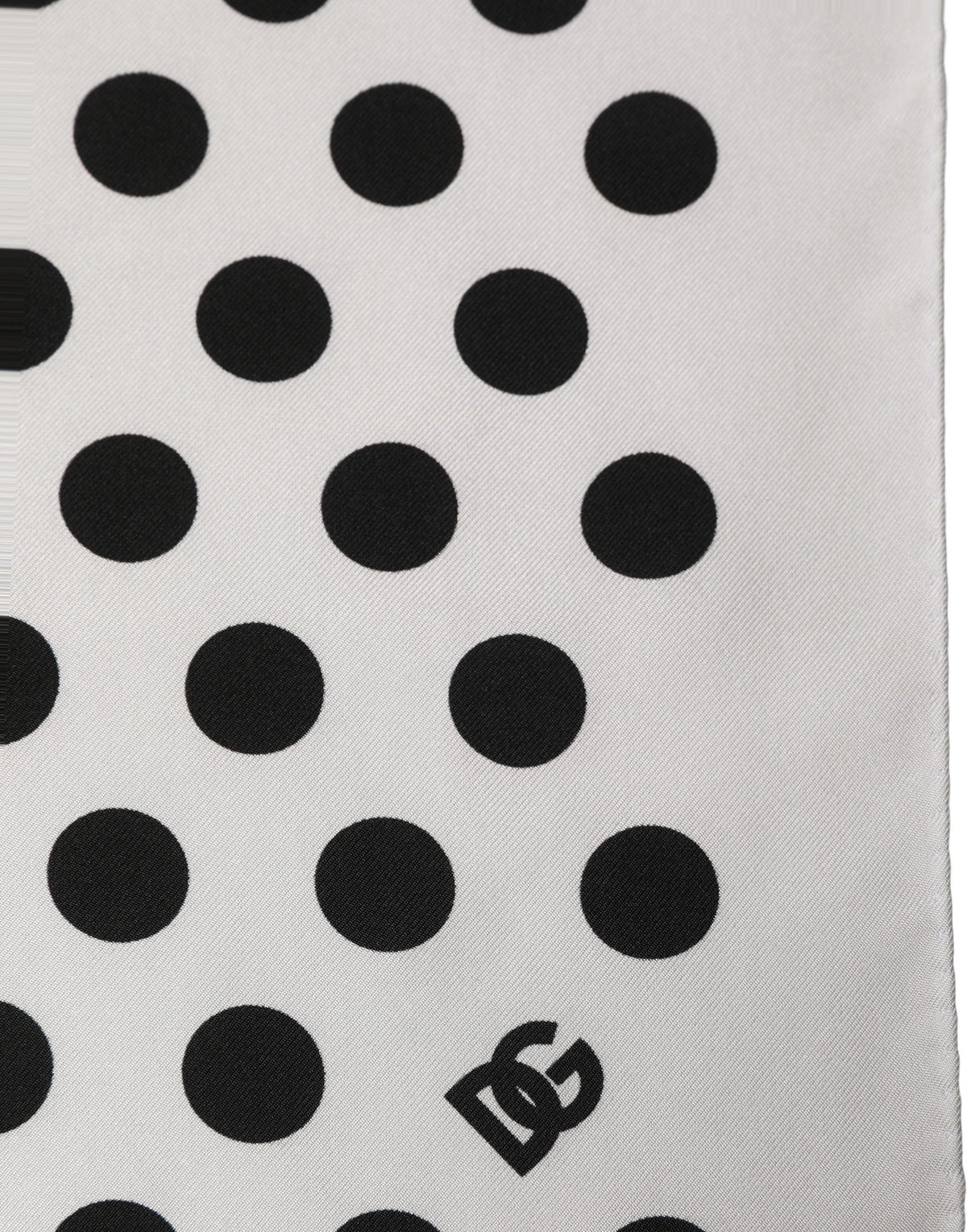 Dolce & Gabbana White Black Polka Dot Square Foulard Men's Scarf