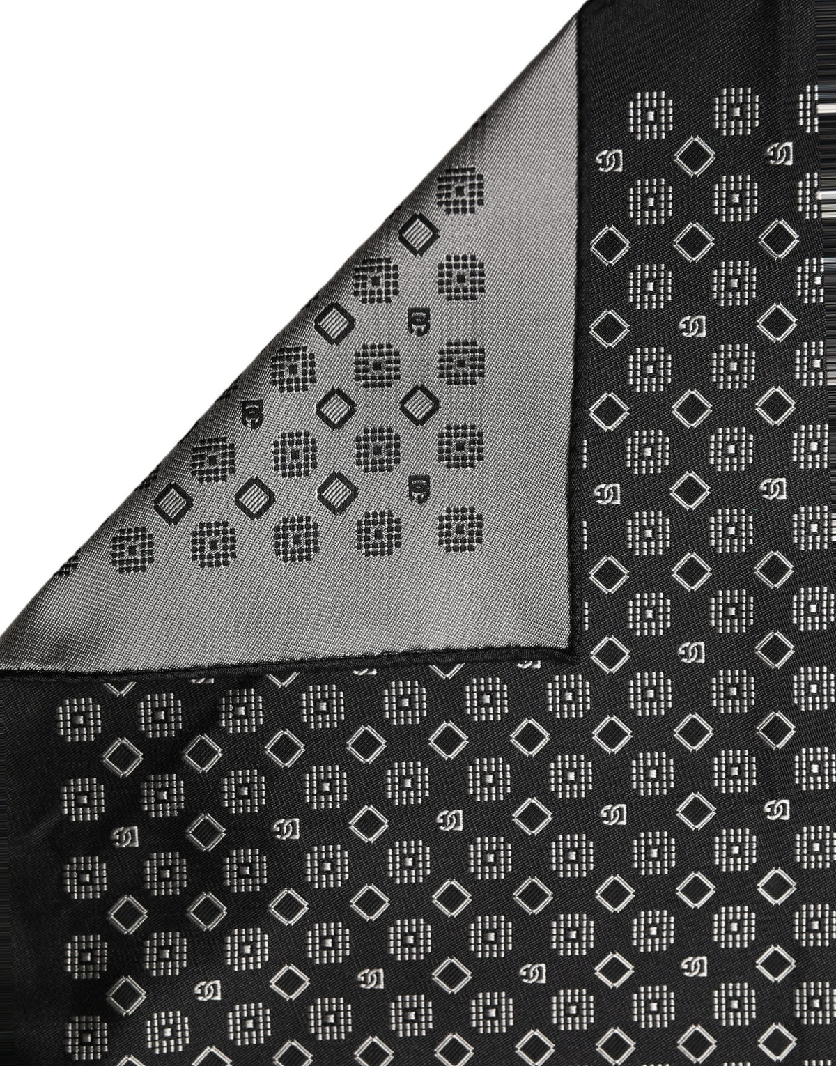 Dolce & Gabbana Black White Patterned Pocket Square Men's Scarf
