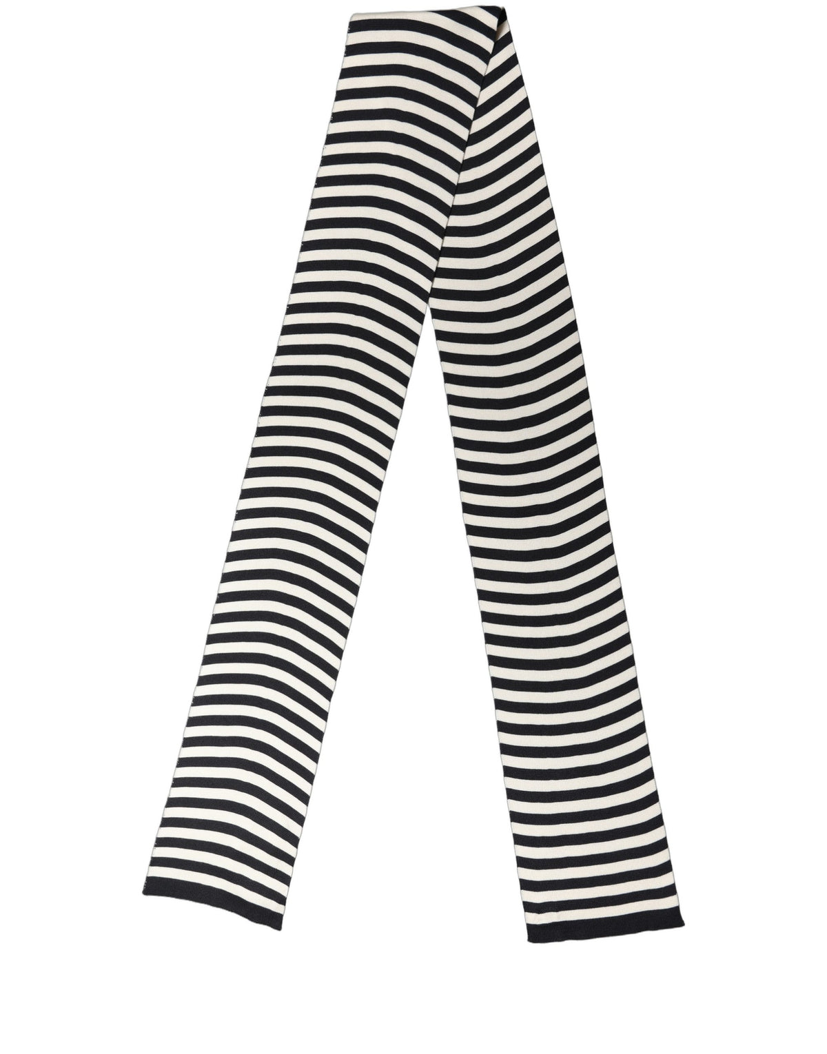 Dolce & Gabbana Black White Stripes Silk Knitted Shawl Men's Scarf