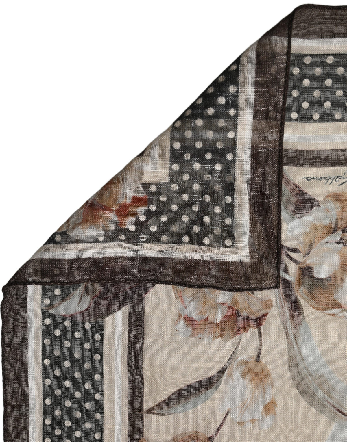Dolce & Gabbana Men Beige Floral Linen Square Foulard Men's Scarf