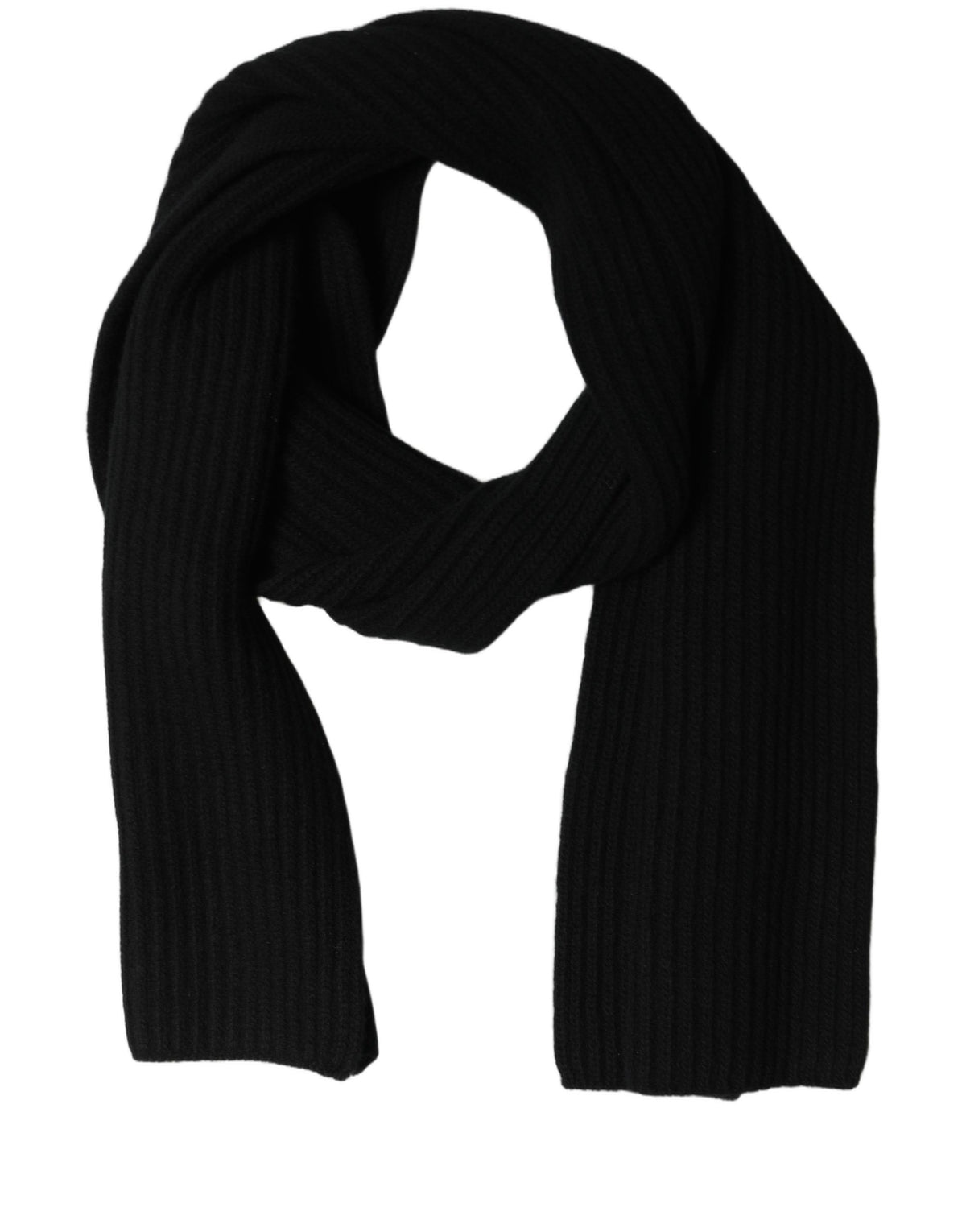 Dolce & Gabbana Men Black Wool Knitted Neck Shawl Men's Scarf