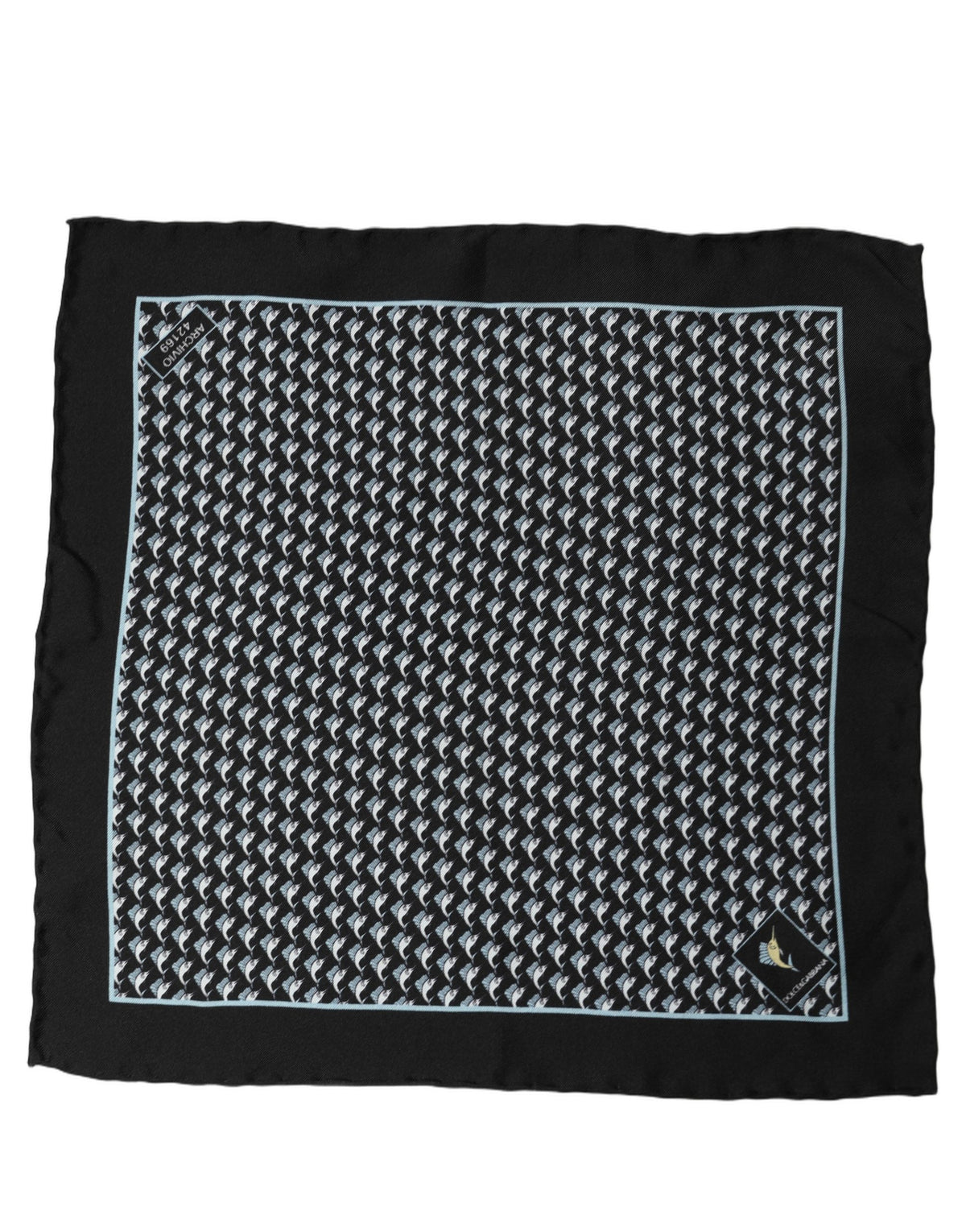 Dolce & Gabbana Black Silk Geometric Handkerchief Pocket Men's Scarf