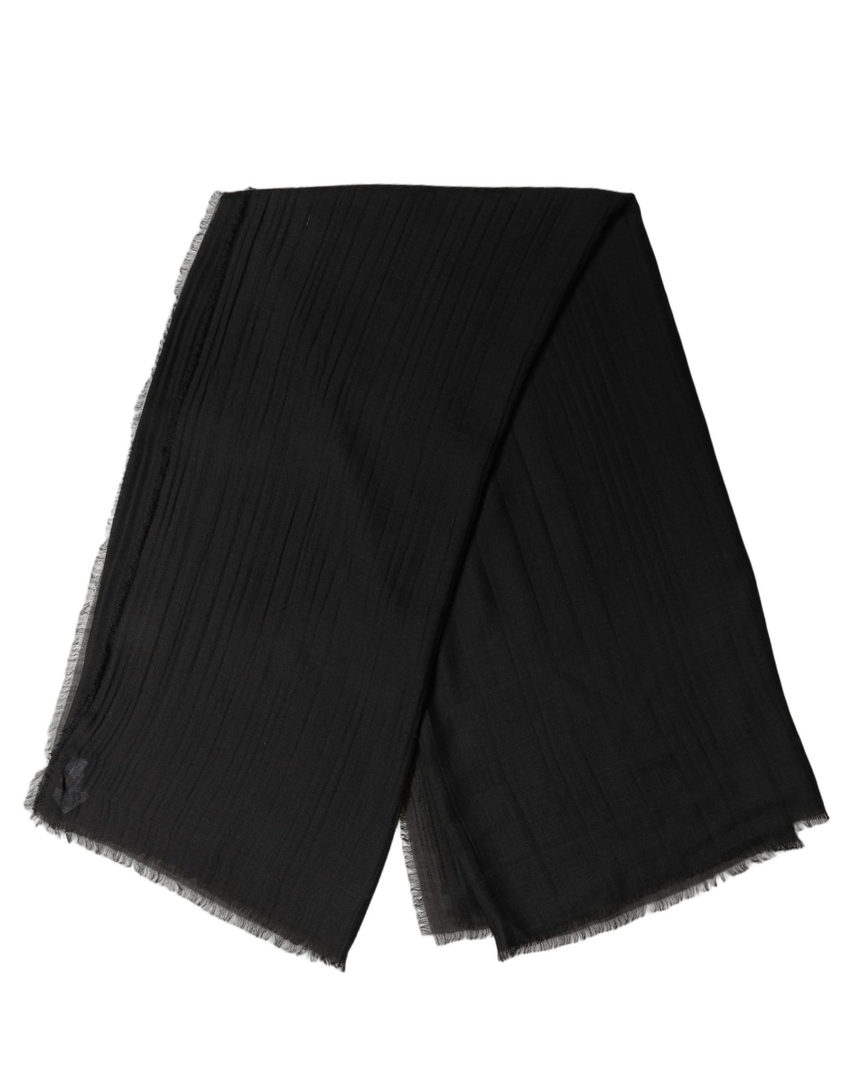 Dolce & Gabbana Black Silk Wool Fringed Men Lace Stole Men's Scarf