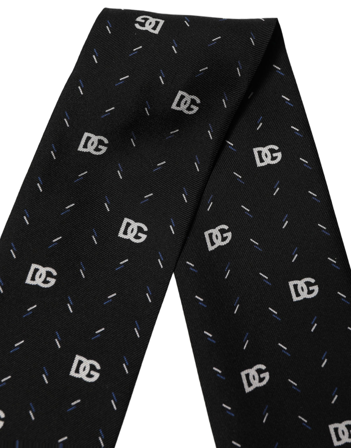 Dolce & Gabbana Black Silk DG Logo Men Skinny Shawl Men's Scarf