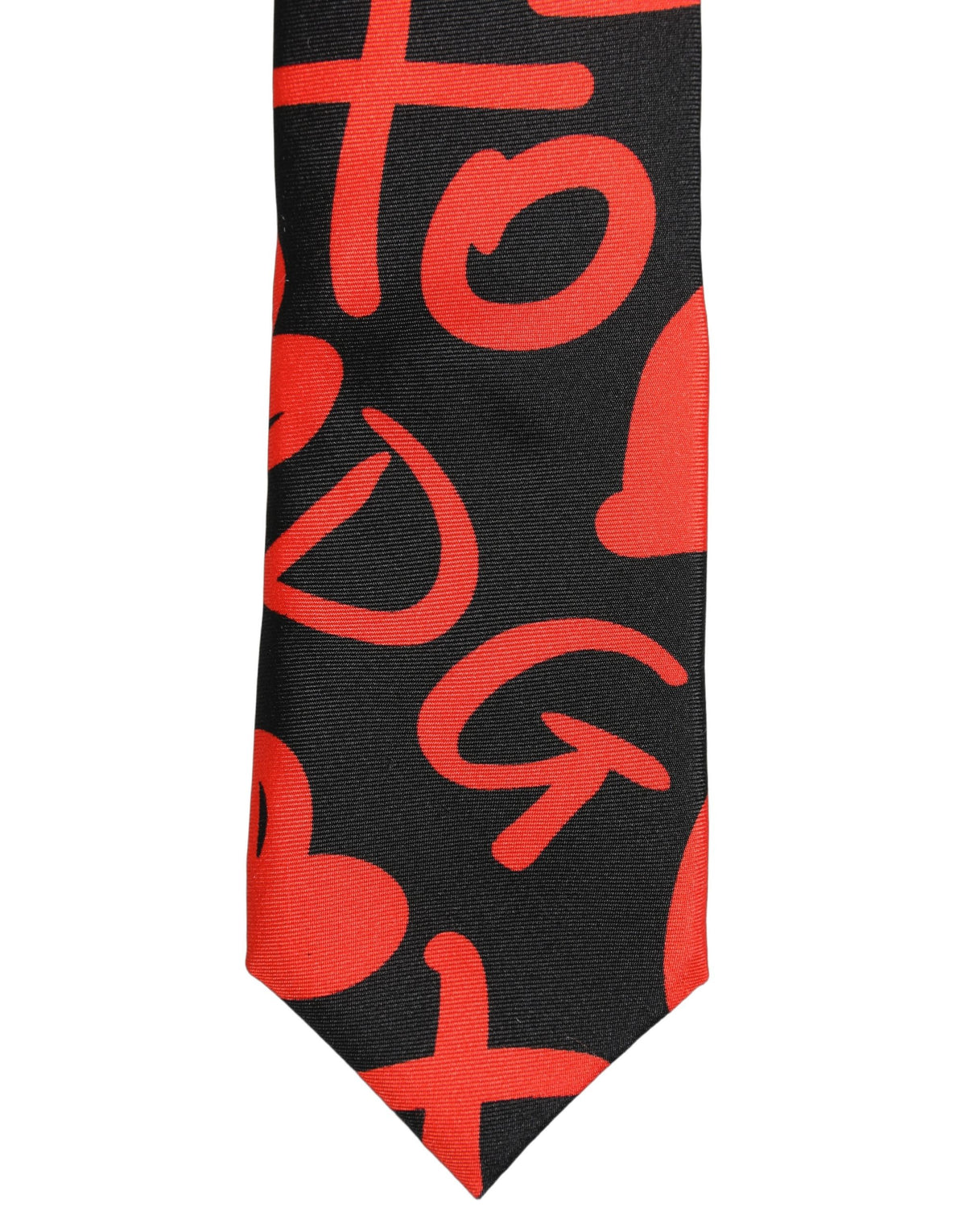 Dolce & Gabbana Black Silk Red Graphic Hearts Adjustable Men'sd NeckMen's Men's Tie (Pre-Owned)
