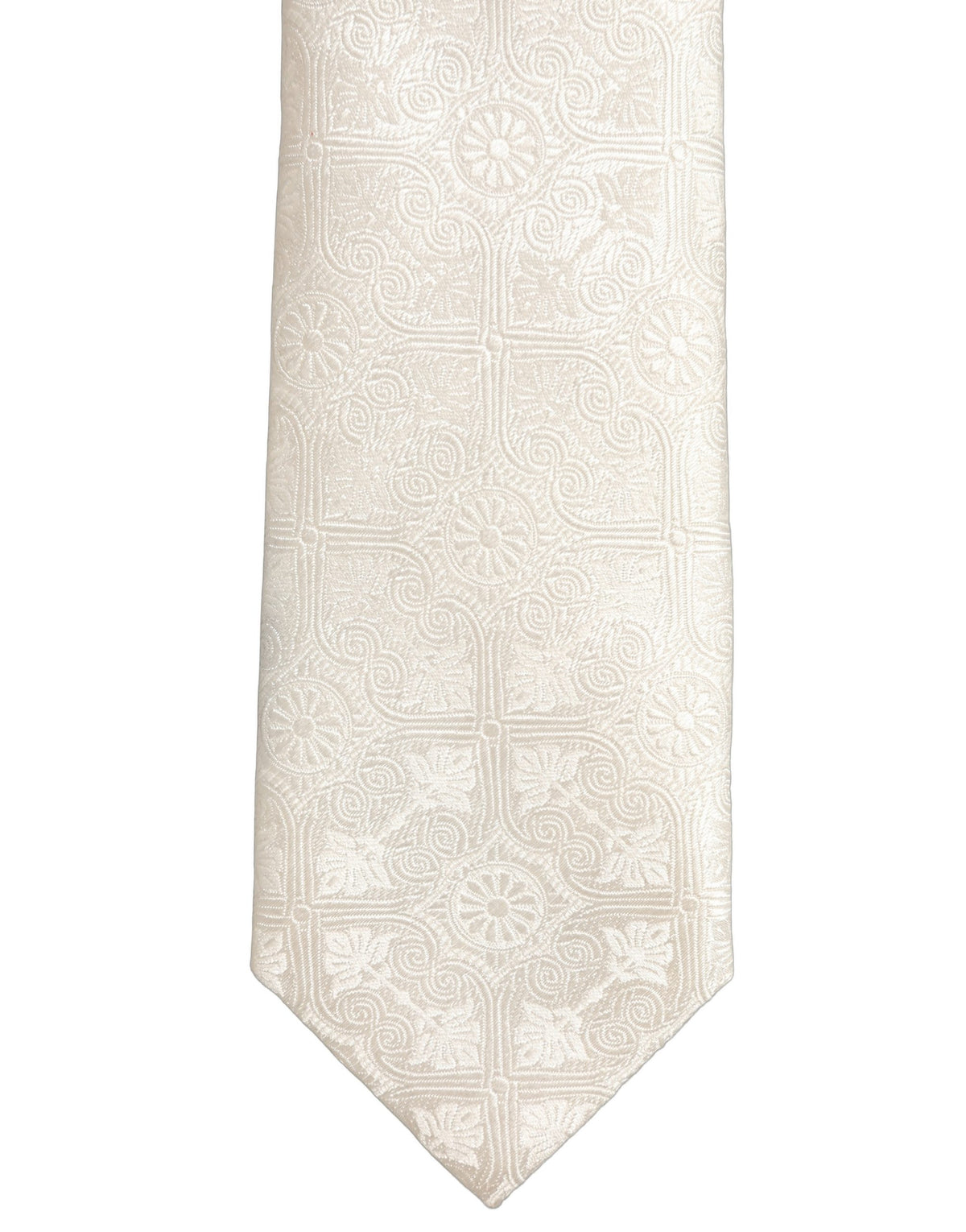 Dolce & Gabbana Off White Silk Damask Woven Adjustable Men'sd NeckMen's Men's Tie