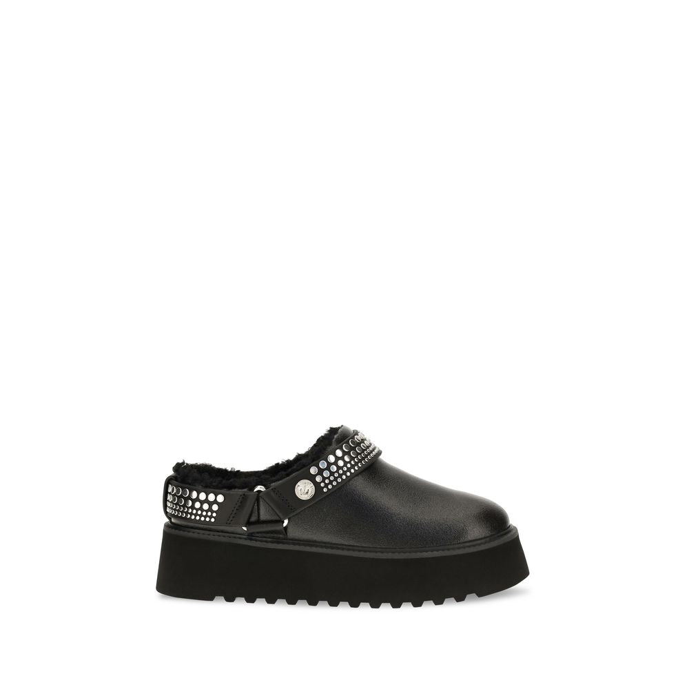 PINKO Black Calf Leather Bos Taurus Women's Clogs