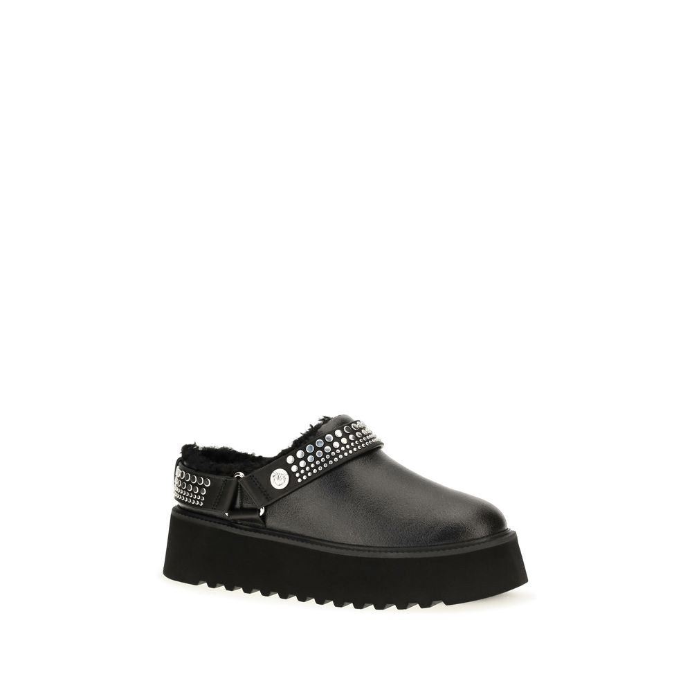 PINKO Black Calf Leather Bos Taurus Women's Clogs