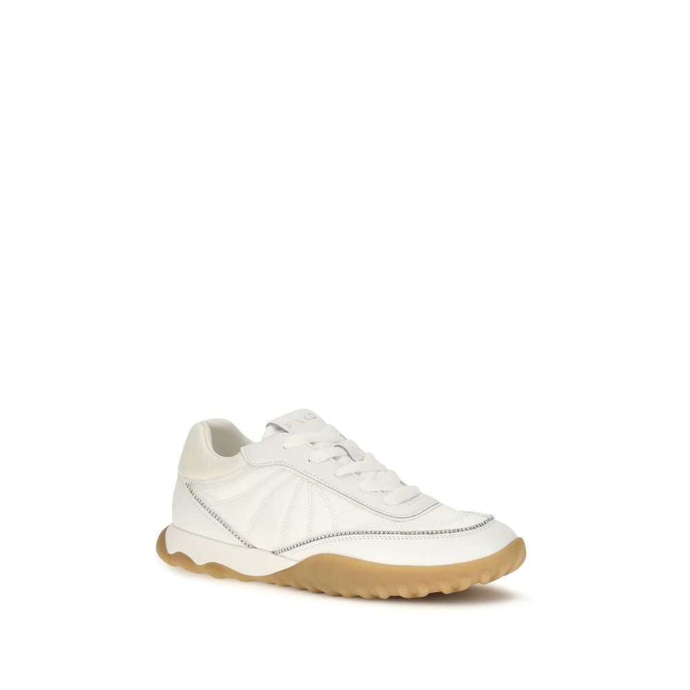 PINKO White Fabric Low Top Women's Sneakers