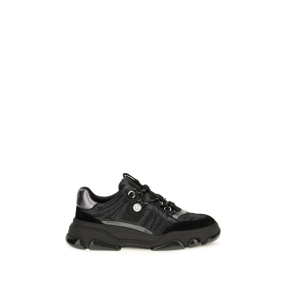 PINKO Black Calf Leather Bos Taurus Chunky Women's Sneakers