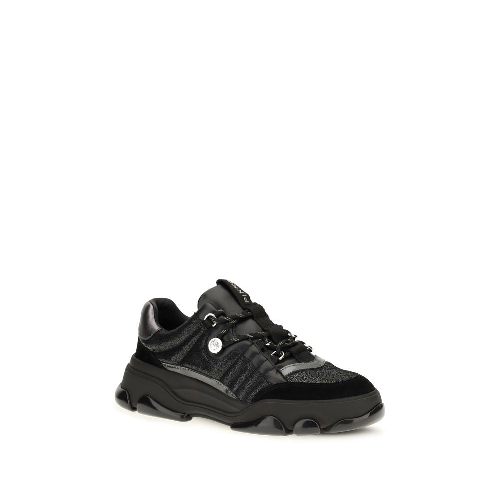 PINKO Black Calf Leather Bos Taurus Chunky Women's Sneakers