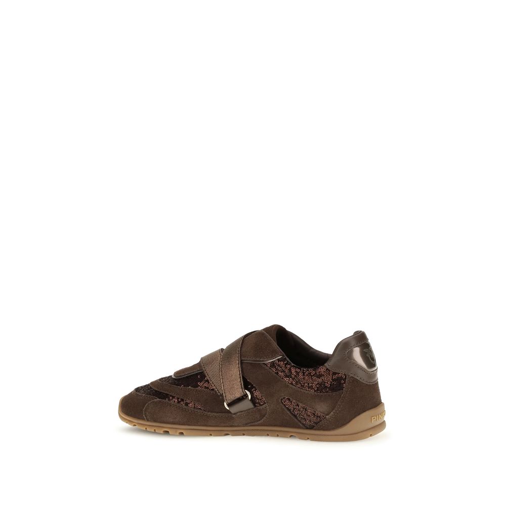 PINKO Brown Suede Leather Athletic Women's Sneakers