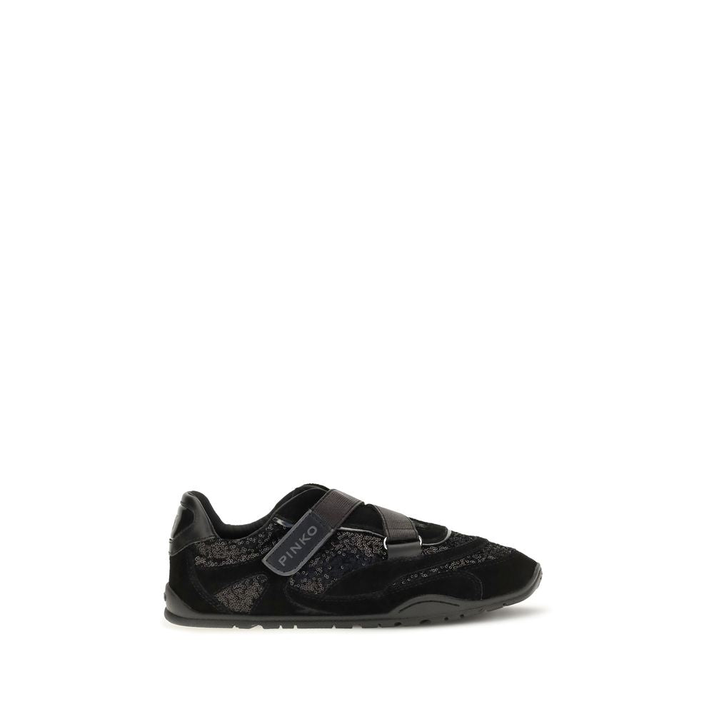 PINKO Black Suede Leather Athletic Women's Sneakers