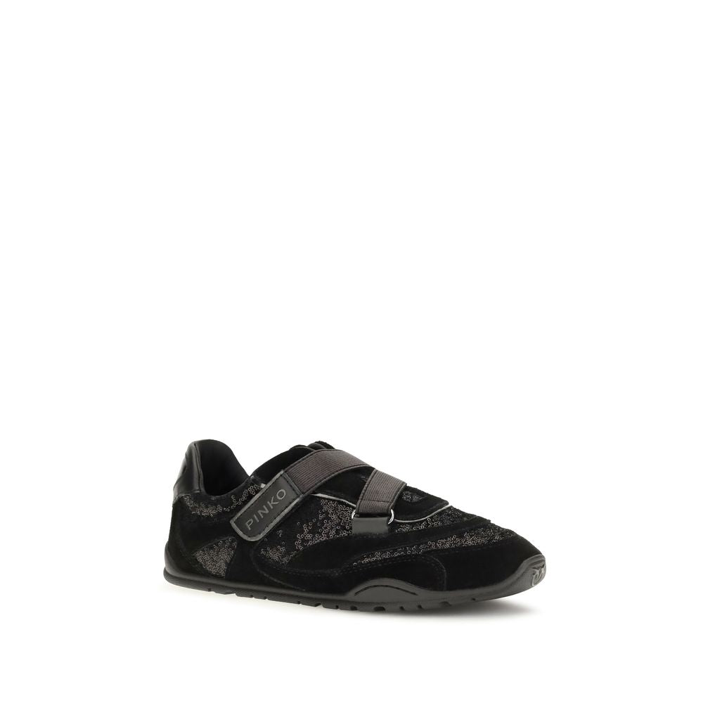 PINKO Black Suede Leather Athletic Women's Sneakers