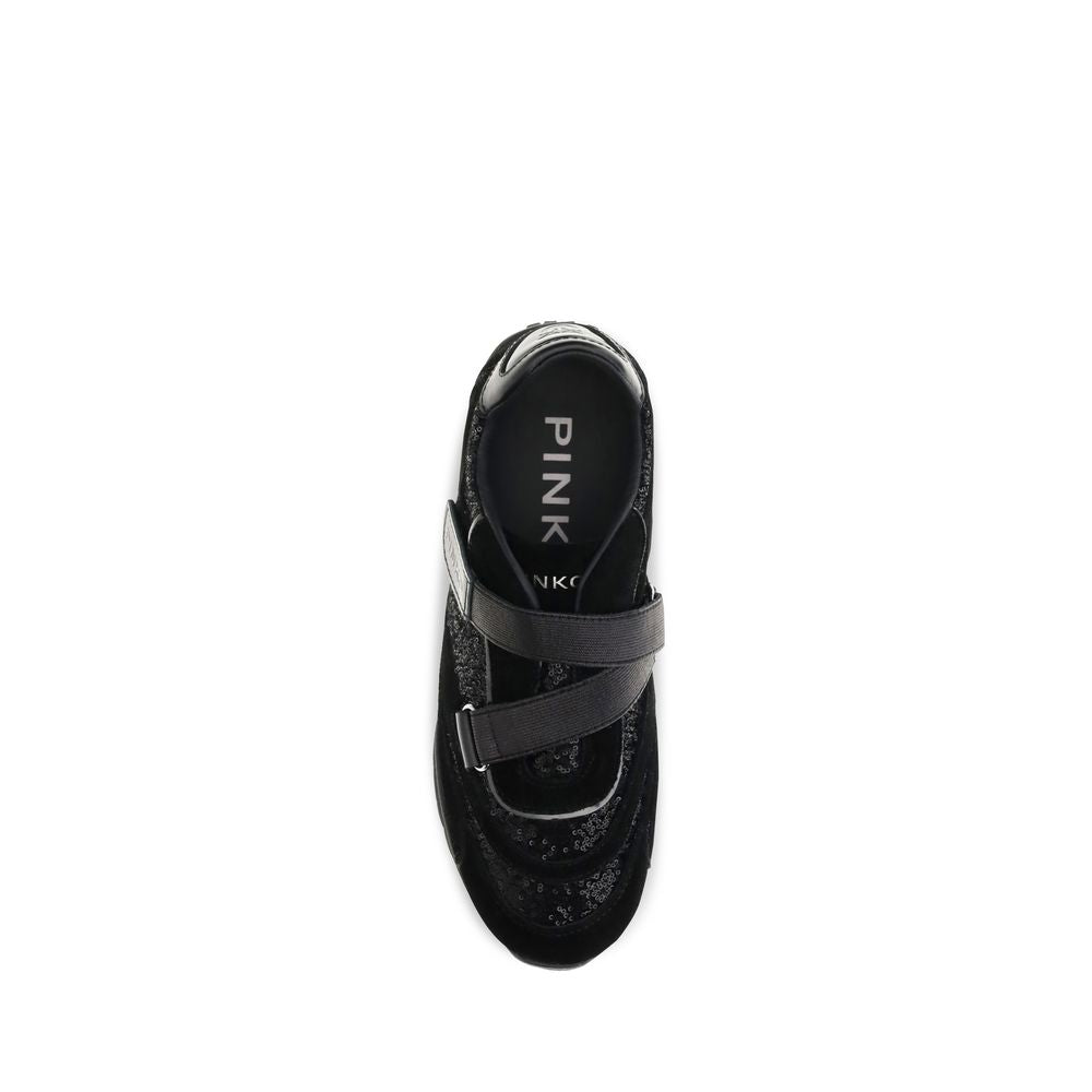 PINKO Black Suede Leather Athletic Women's Sneakers