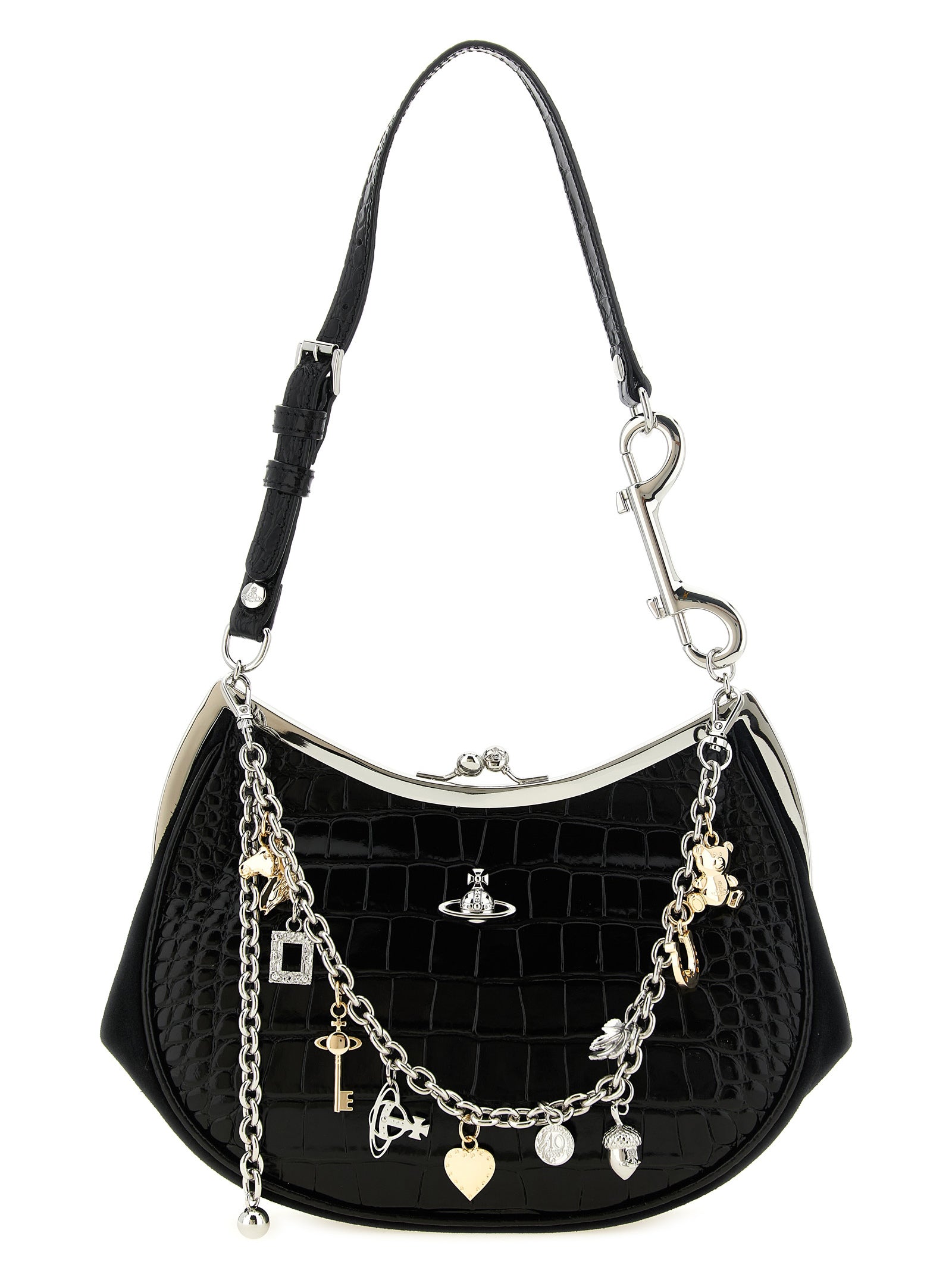Vivienne Westwood Black Calfskin Shoulder Women's Bag