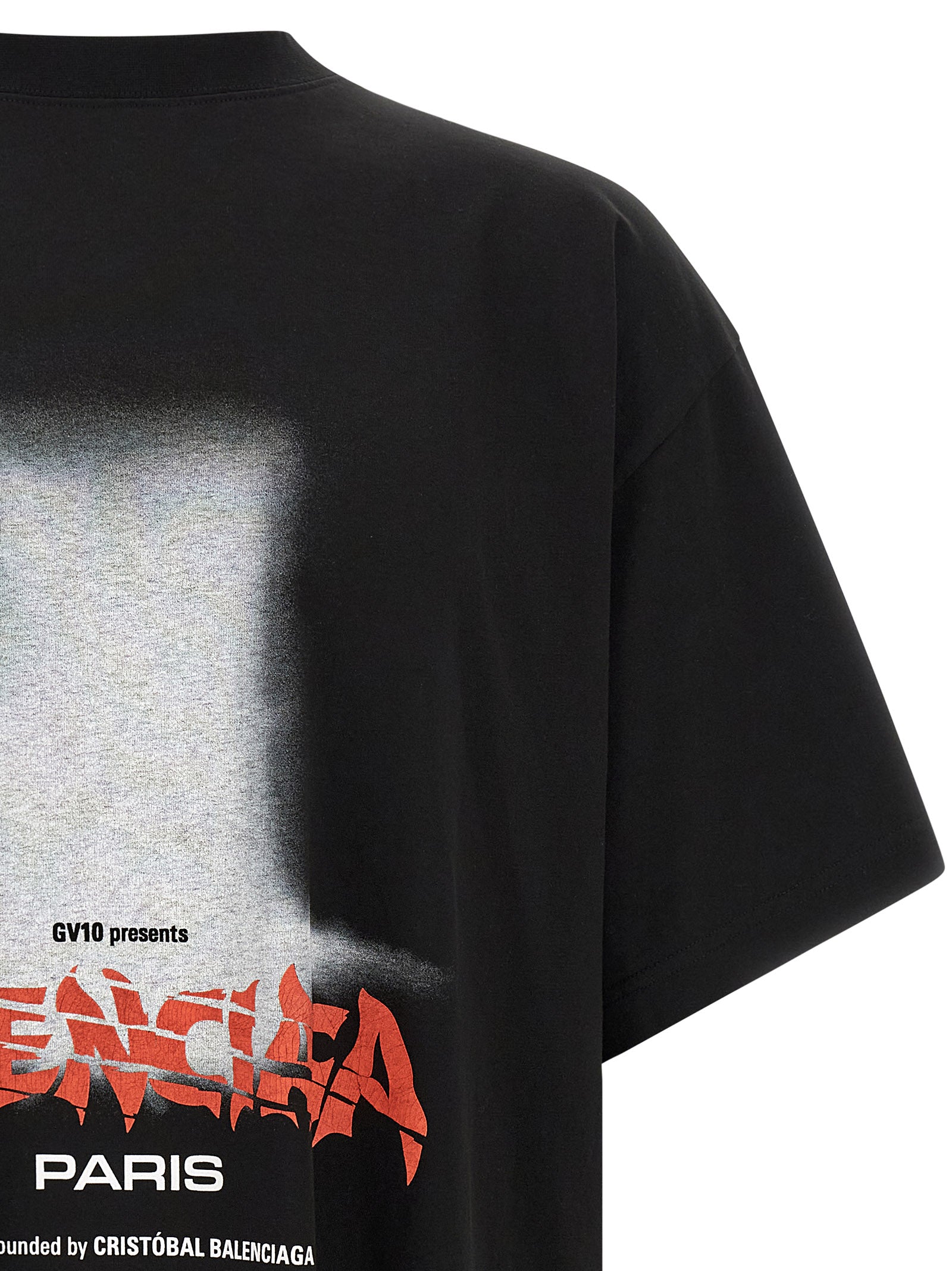 Balenciaga Black Cotton Men's T-Shirt