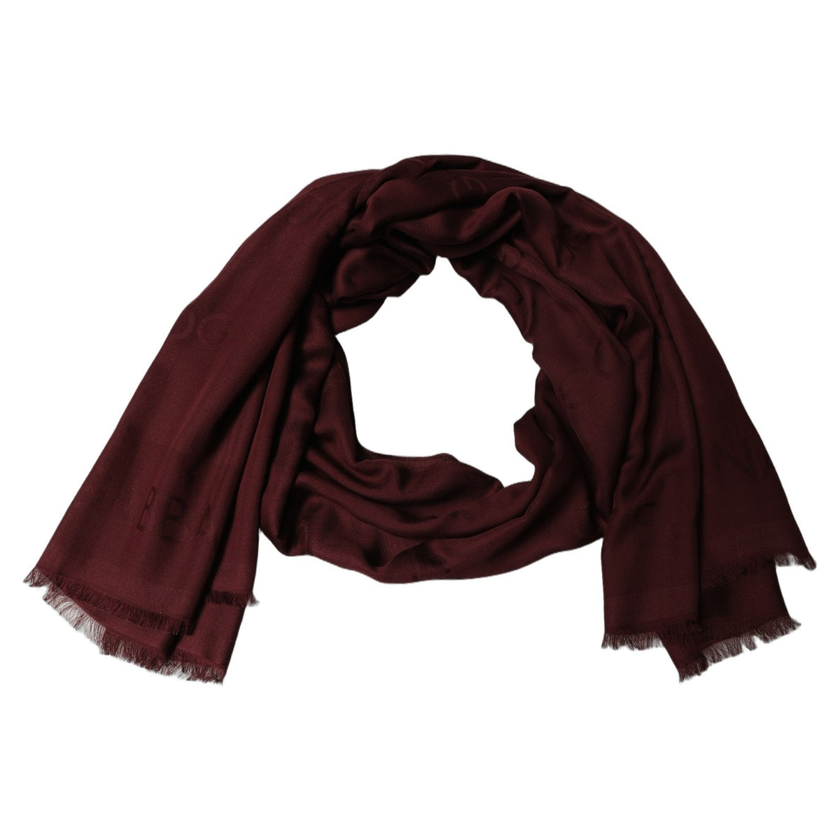 Dolce & Gabbana Burgundy Modal Frayed Edge Lace Stole Men's Scarf (Pre-Owned)