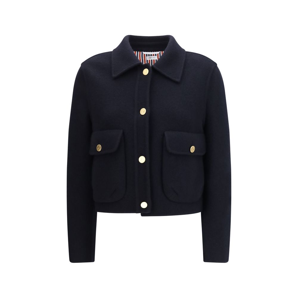 Thom Browne Blue Wool Oves Aries Full-Length Women's Jacket