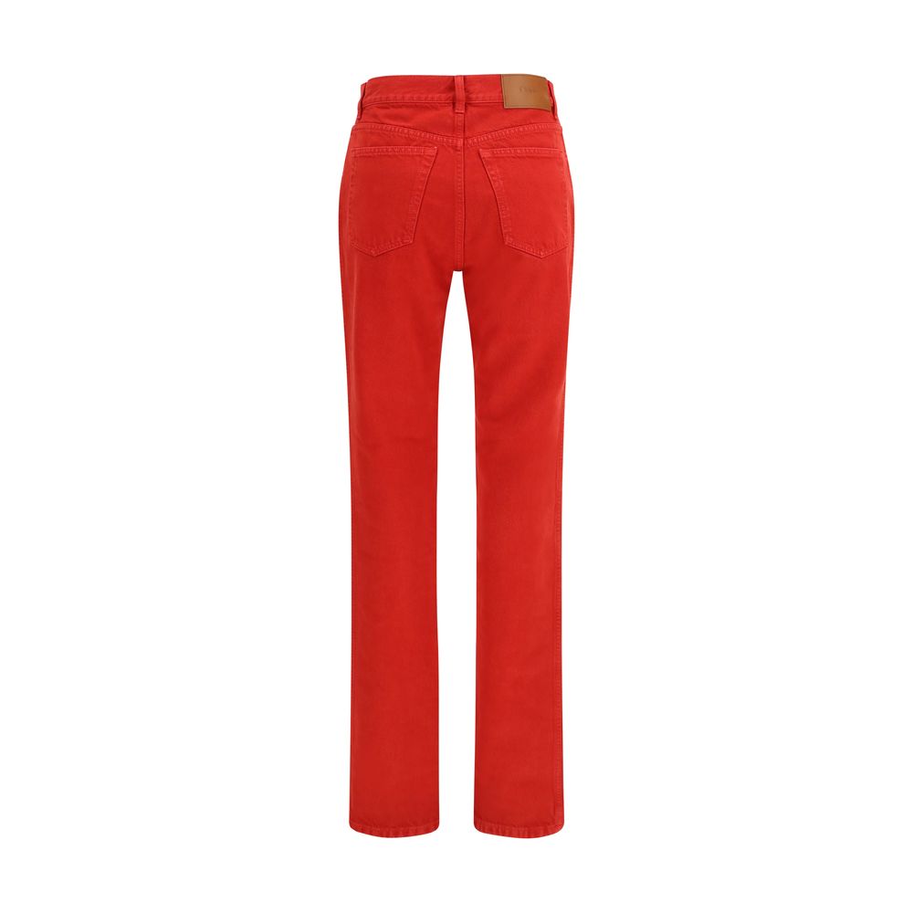Chloé Red Cotton Casual Women's Pants