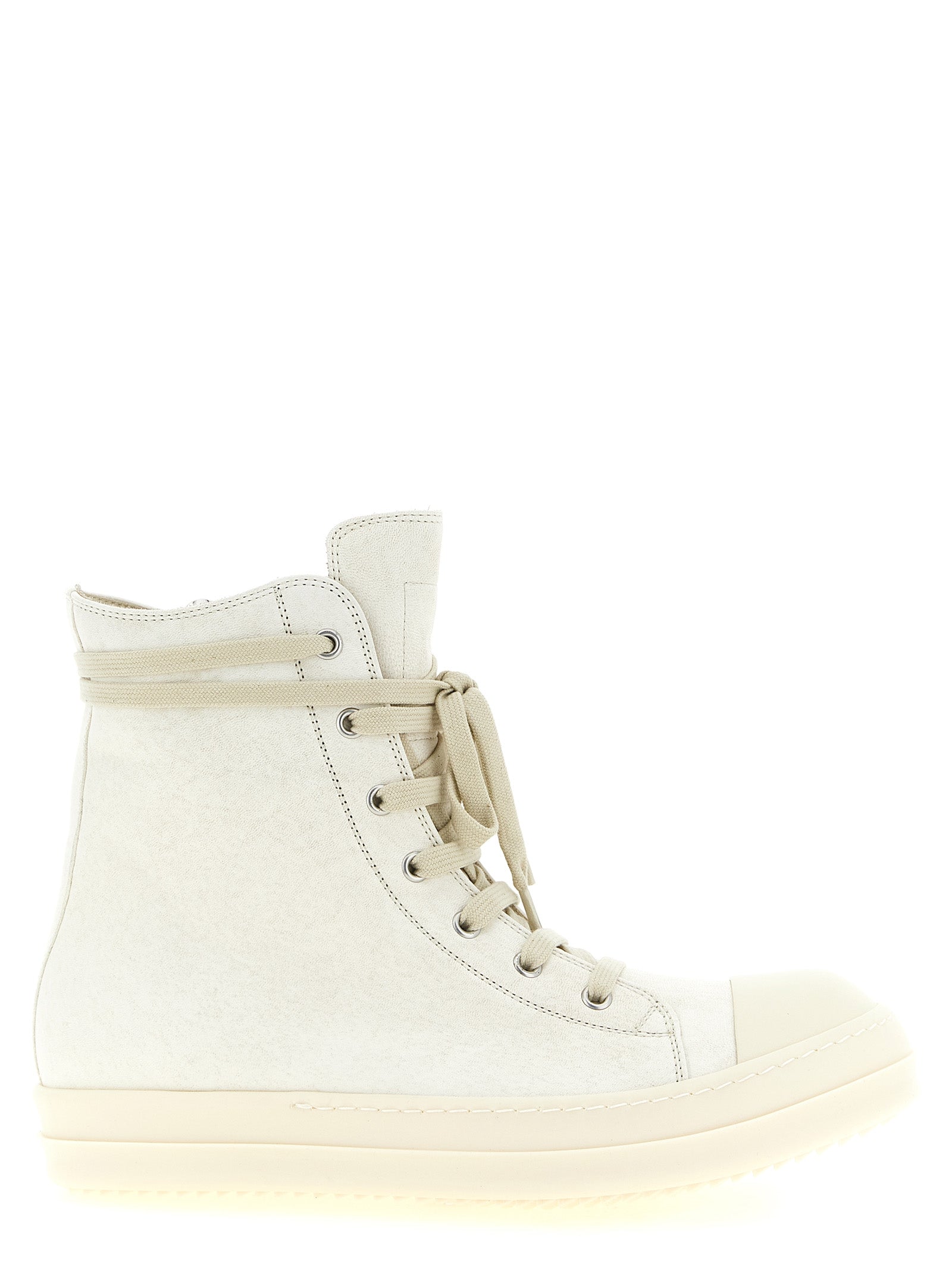 Rick Owens White Lamb Leather High Top Men's Sneakers