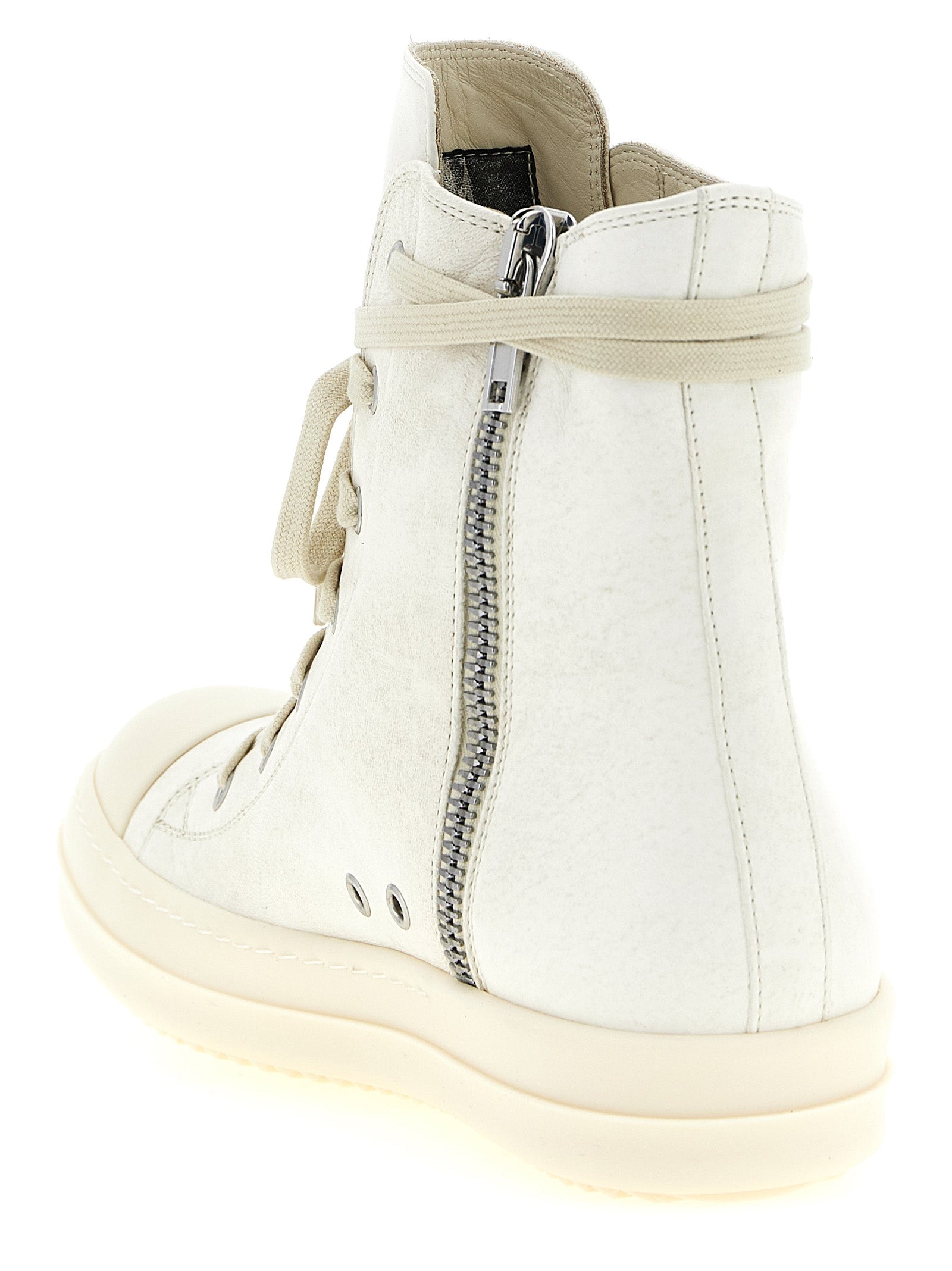 Rick Owens White Lamb Leather High Top Men's Sneakers