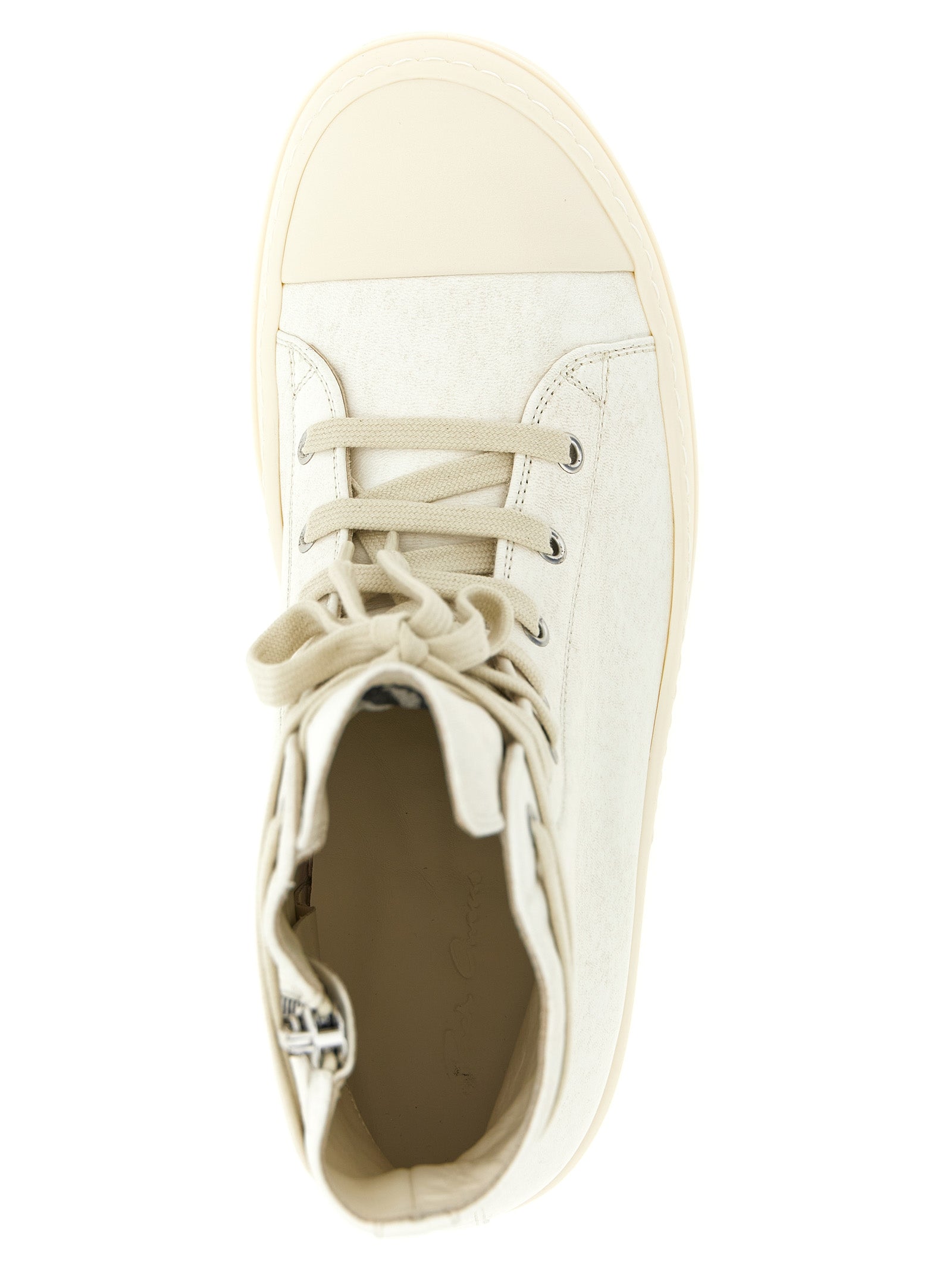 Rick Owens White Lamb Leather High Top Men's Sneakers