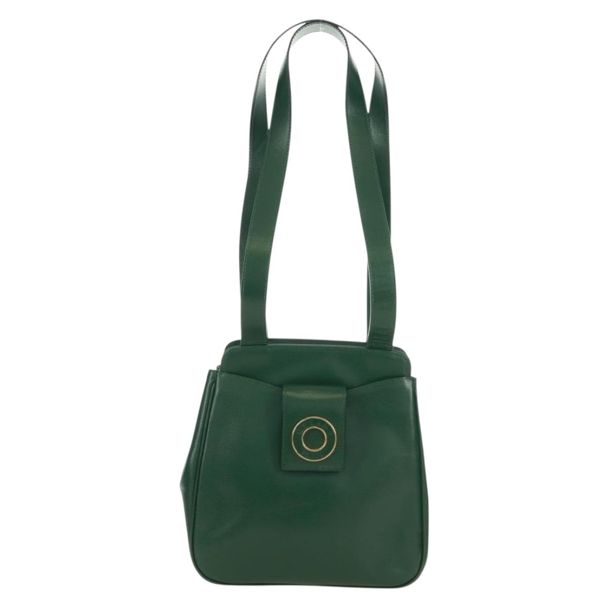 Celine Circle Logo Leather Green Leather Shoulder Bag Bag (Pre-Owned)