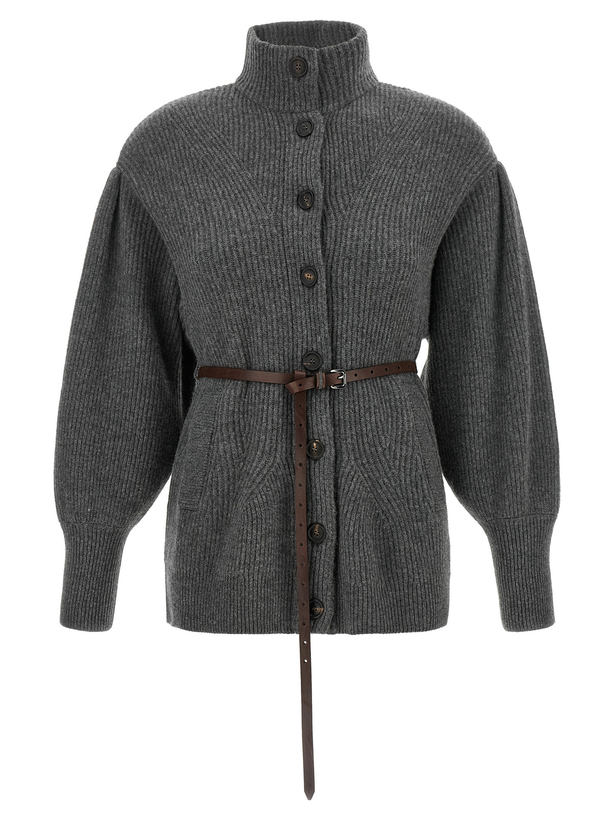 Brunello Cucinelli Gray Virgin Wool Women's Cardigan