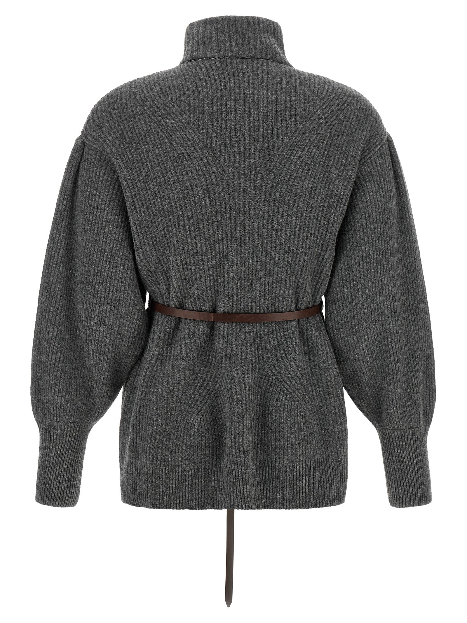 Brunello Cucinelli Gray Virgin Wool Women's Cardigan