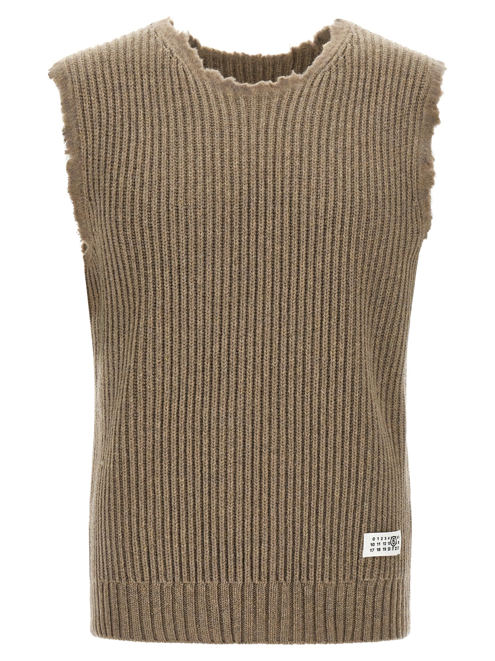 MM6 Maison Margiela Beige Wool Sleeveles Men's Sweater