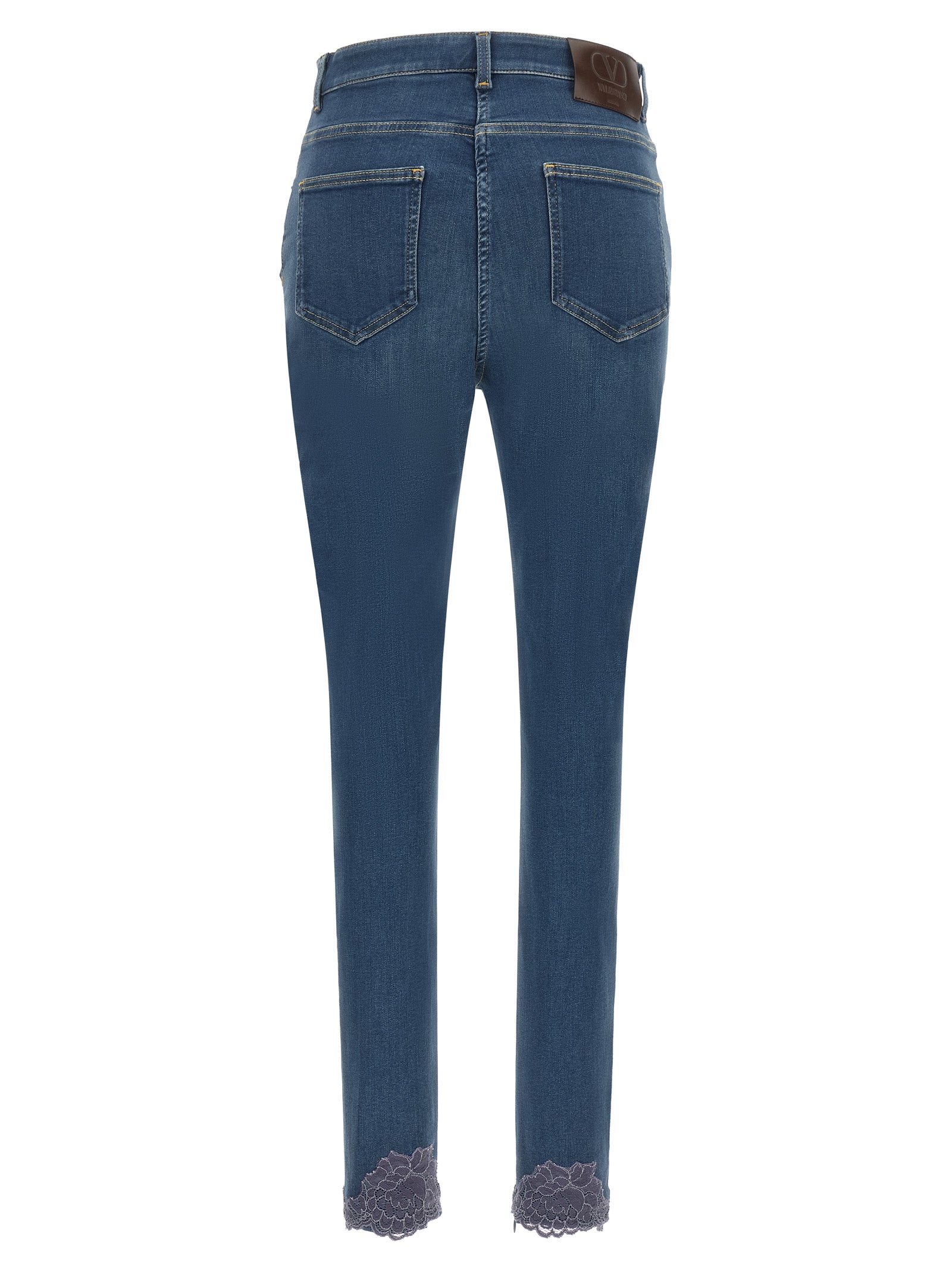 Valentino Garavani Blue Lamb Fur High-Waisted Women's Jean