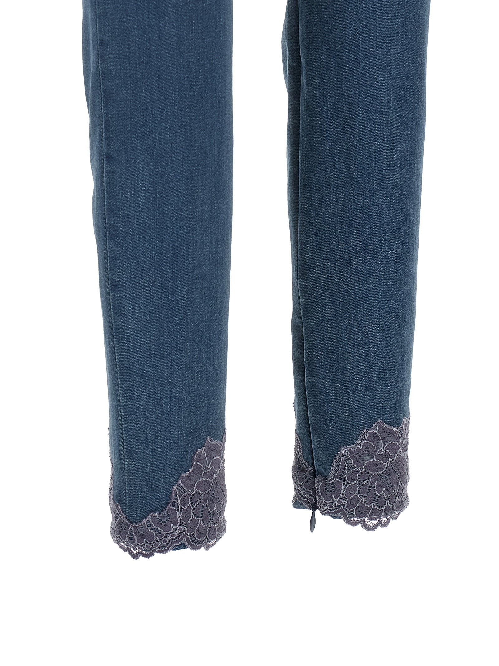 Valentino Garavani Blue Lamb Fur High-Waisted Women's Jean