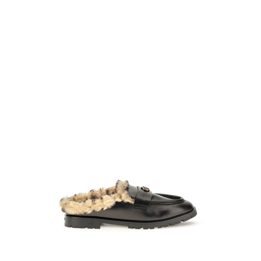 PINKO Black Calf Leather Bos Taurus Women's Mules