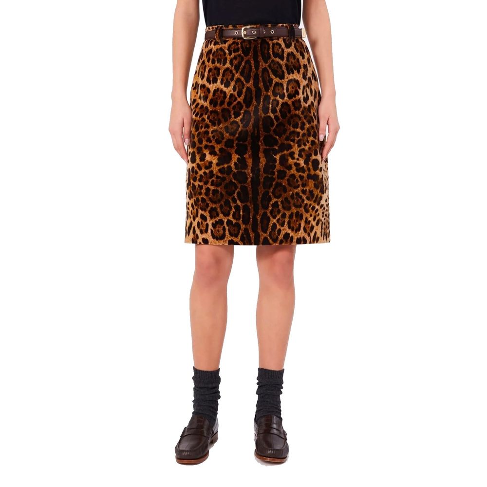 Max Mara Brown Cotton Midi Women's Skirt