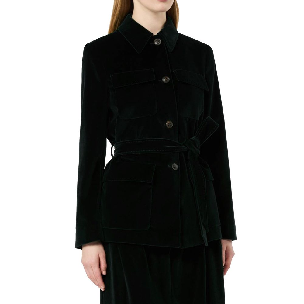 Max Mara Black Cotton Full-Length Women's Jacket