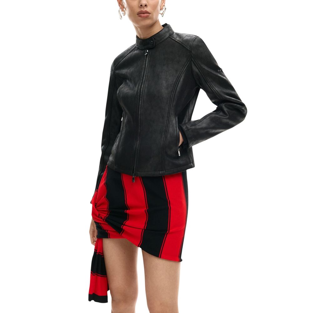 Desigual Black Polyester Leather Women's Jacket