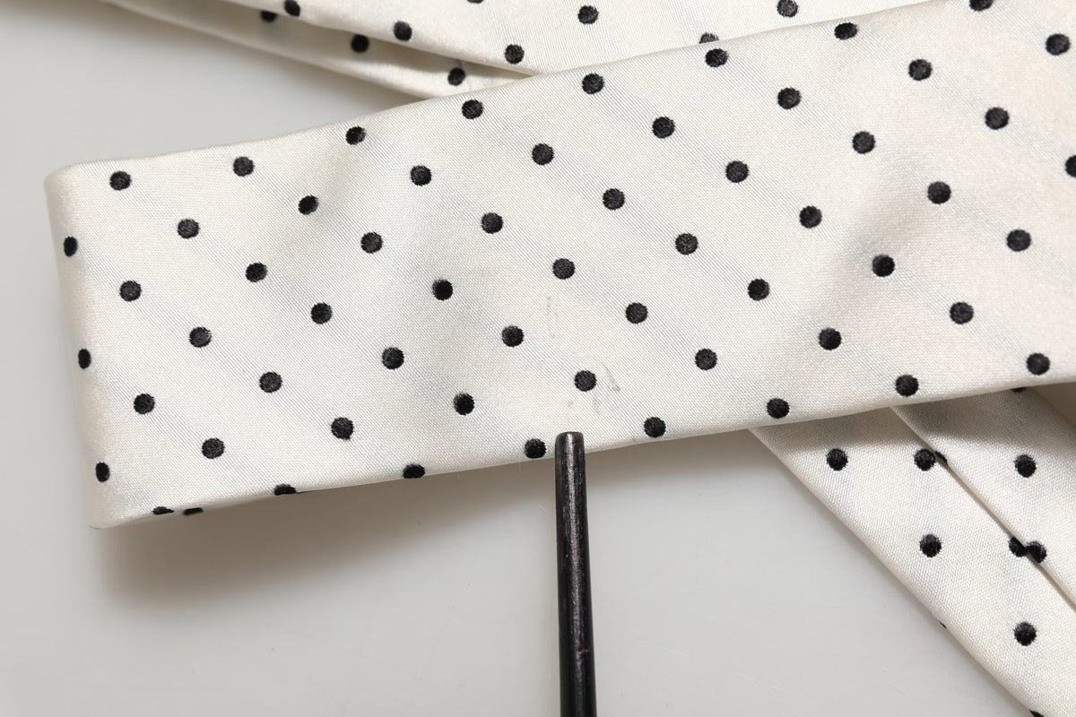 Dolce & Gabbana Men White Silk Polka Dot Adjustable Men'sd NeckMen's Men's Tie (Pre-Owned)