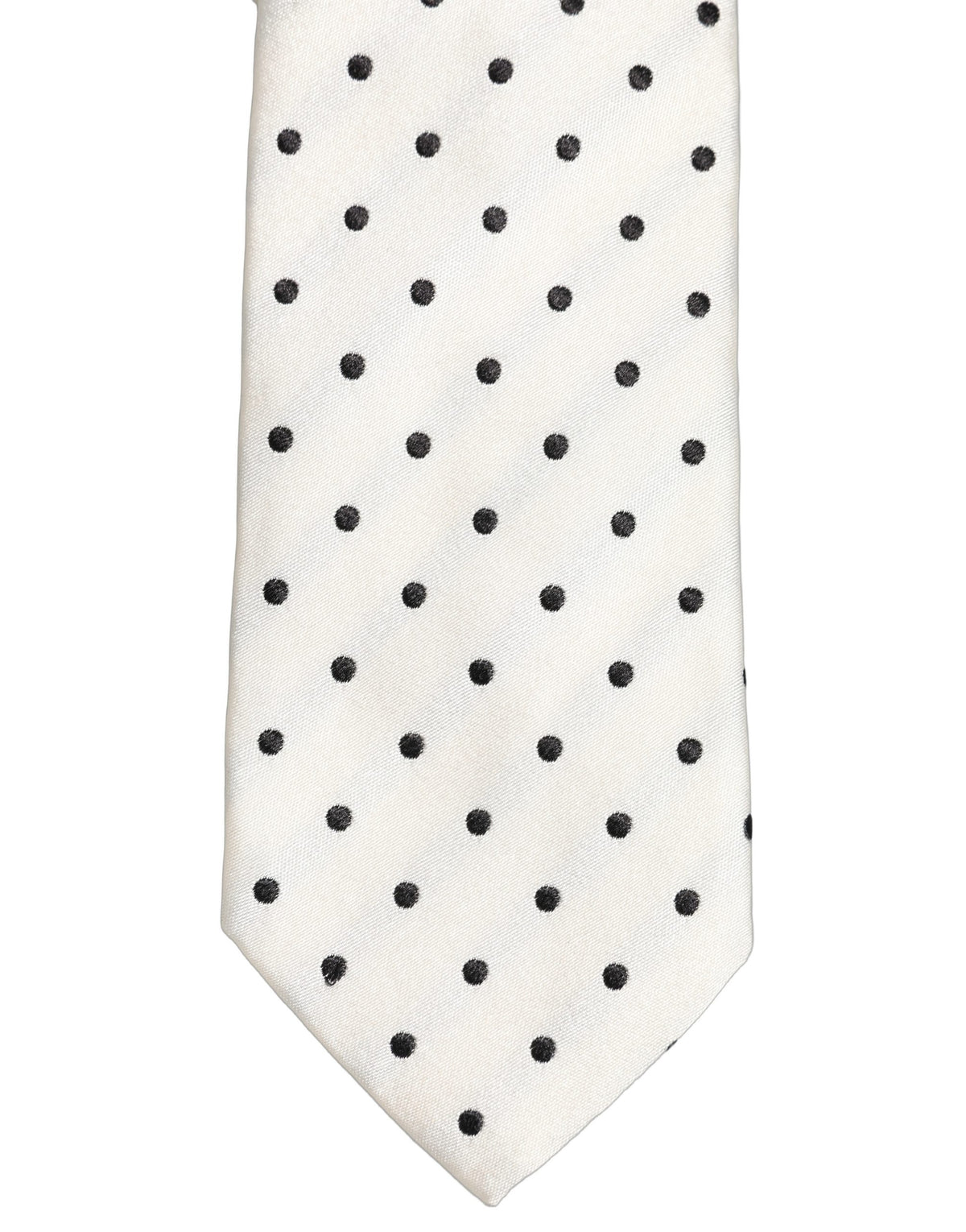 Dolce & Gabbana Men White Silk Polka Dot Adjustable Men'sd NeckMen's Men's Tie (Pre-Owned)