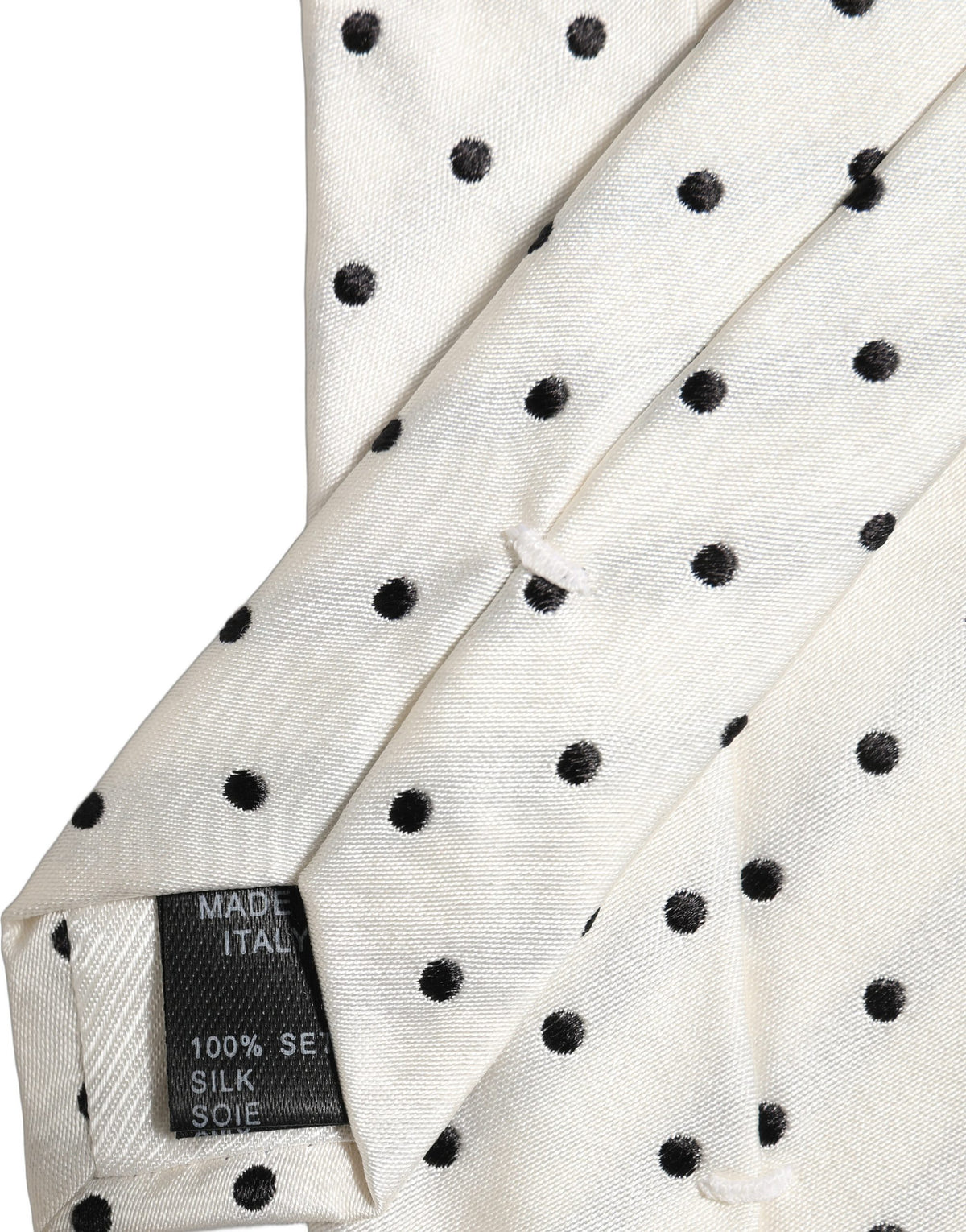 Dolce & Gabbana Men White Silk Polka Dot Adjustable Men'sd NeckMen's Men's Tie (Pre-Owned)