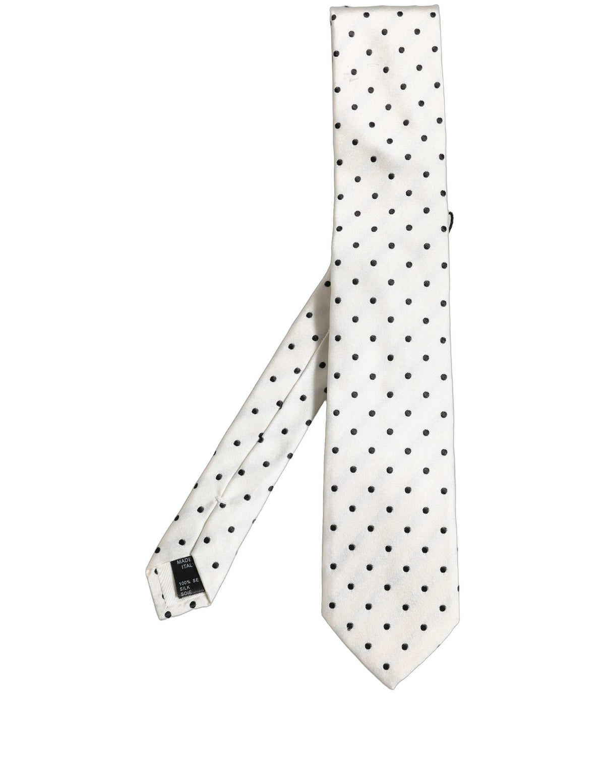 Dolce & Gabbana Men White Silk Polka Dot Adjustable Men'sd NeckMen's Men's Tie (Pre-Owned)