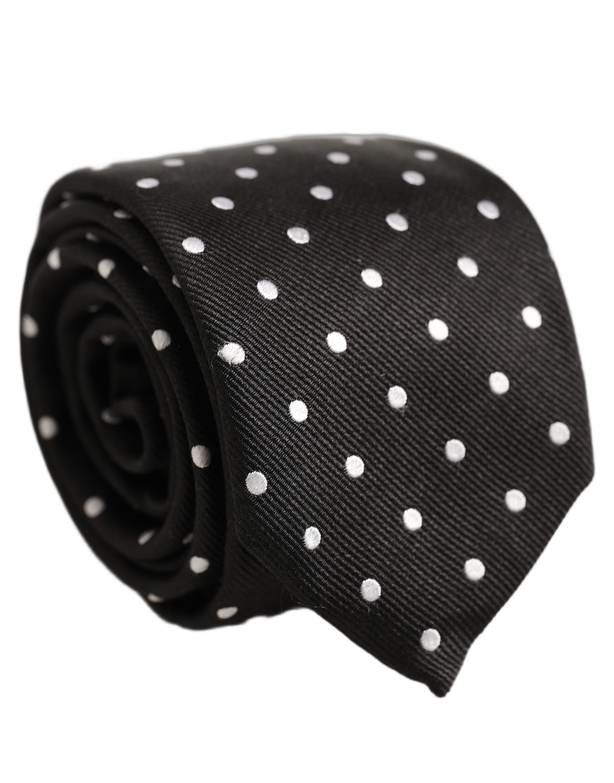 Dolce & Gabbana Black White Polka Dots Silk Adjustable Men'sd NeckMen's Men's Tie (Pre-Owned)