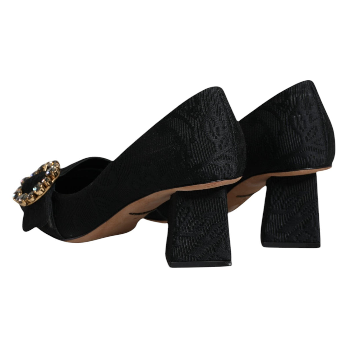 Dolce & Gabbana Black Brocade Crystals Heels Pumps Women's Shoes (Pre-Owned)