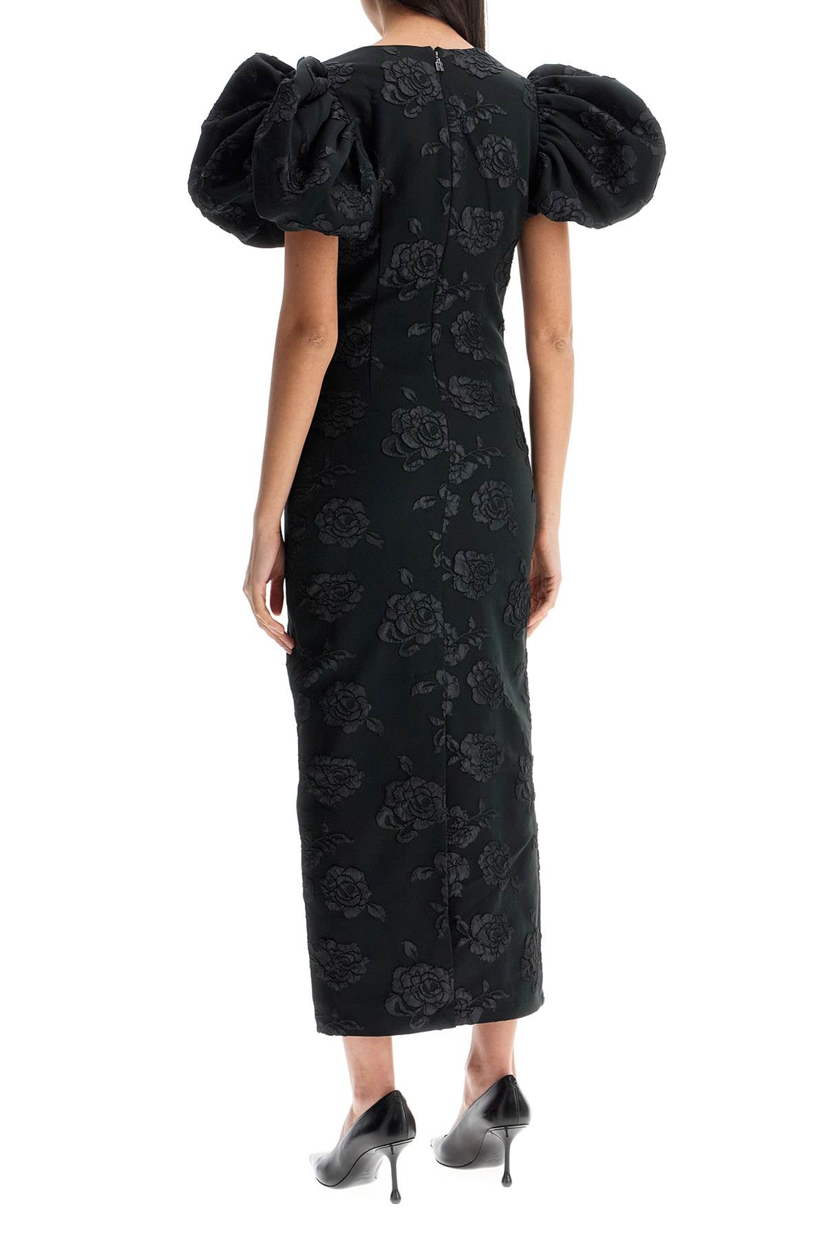 Rotate Women's 3D Jacquard Midi Dress Black Floral
