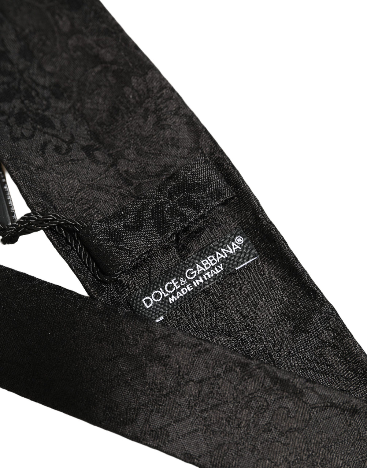 Dolce & Gabbana Men Black Silk Tonal Floral Adjustable Men'sd NeckMen's Men's Tie