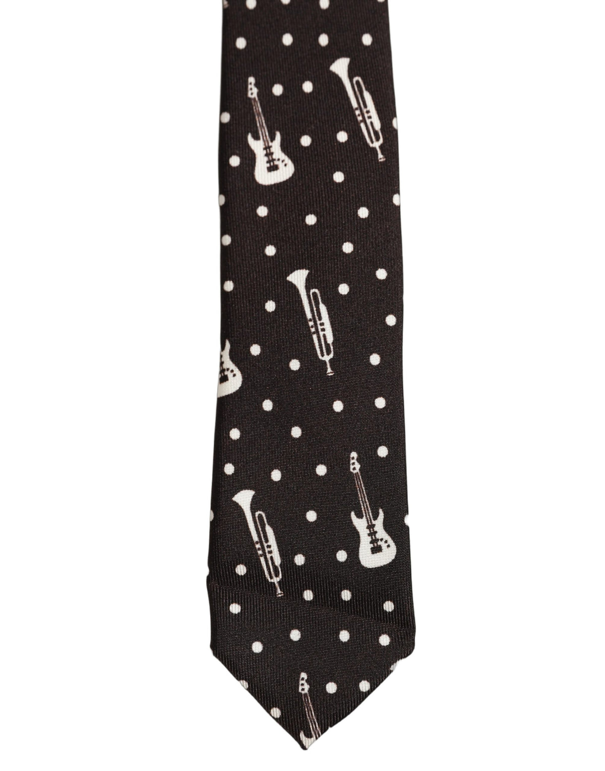 Dolce & Gabbana Black Musical Instrument Silk Adjustable Men'sd NeckMen's Men's Tie