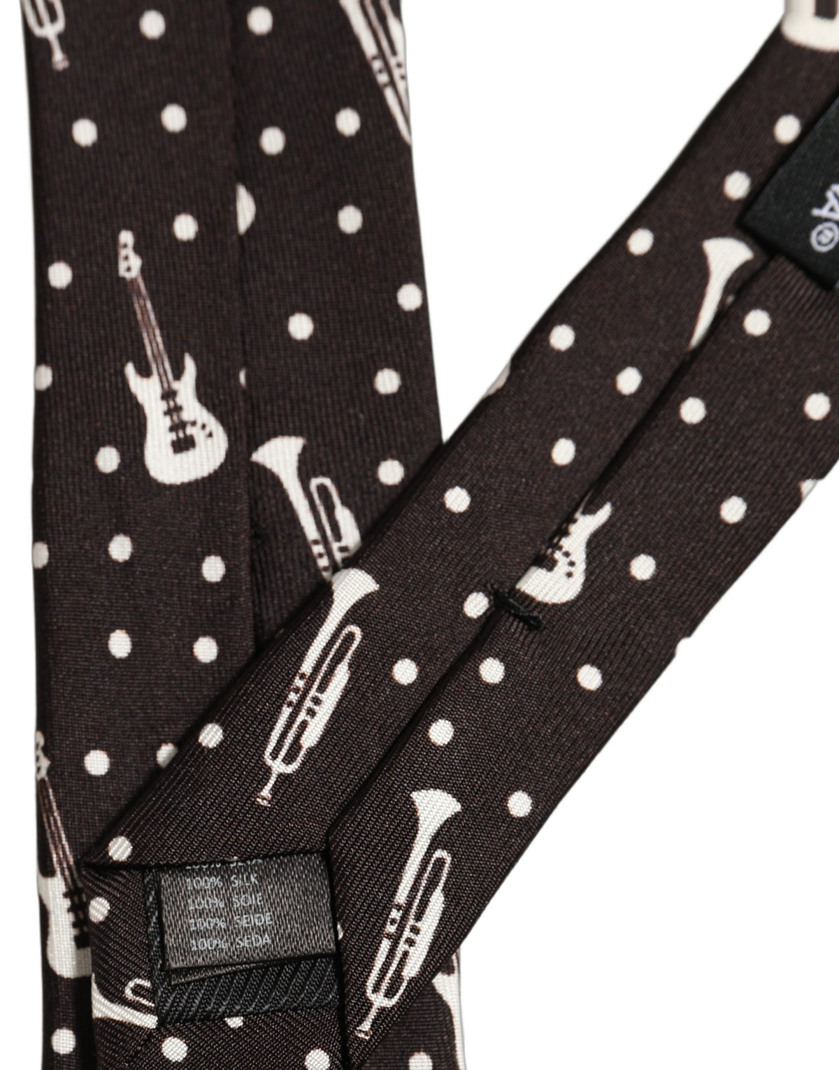 Dolce & Gabbana Black Musical Instrument Silk Adjustable Men'sd NeckMen's Men's Tie