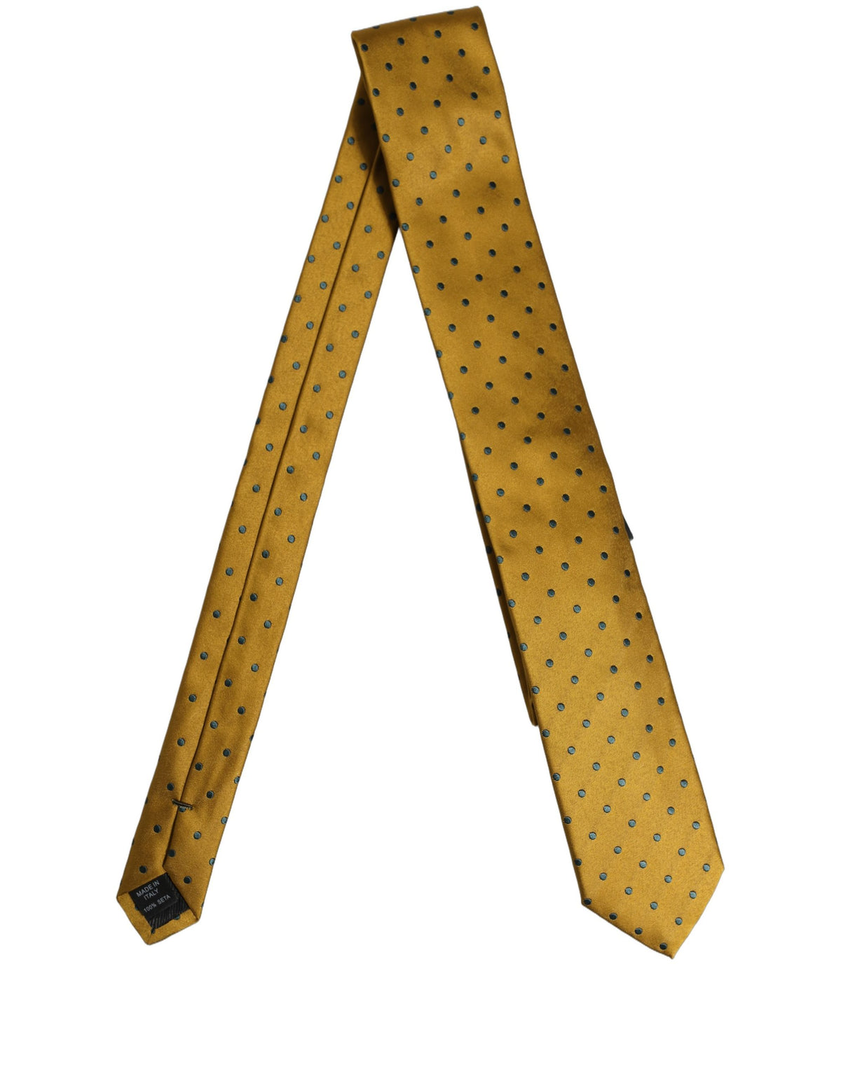 Dolce & Gabbana Men Mustard Silk Polka Dot Adjustable Men'sd NeckMen's Men's Tie