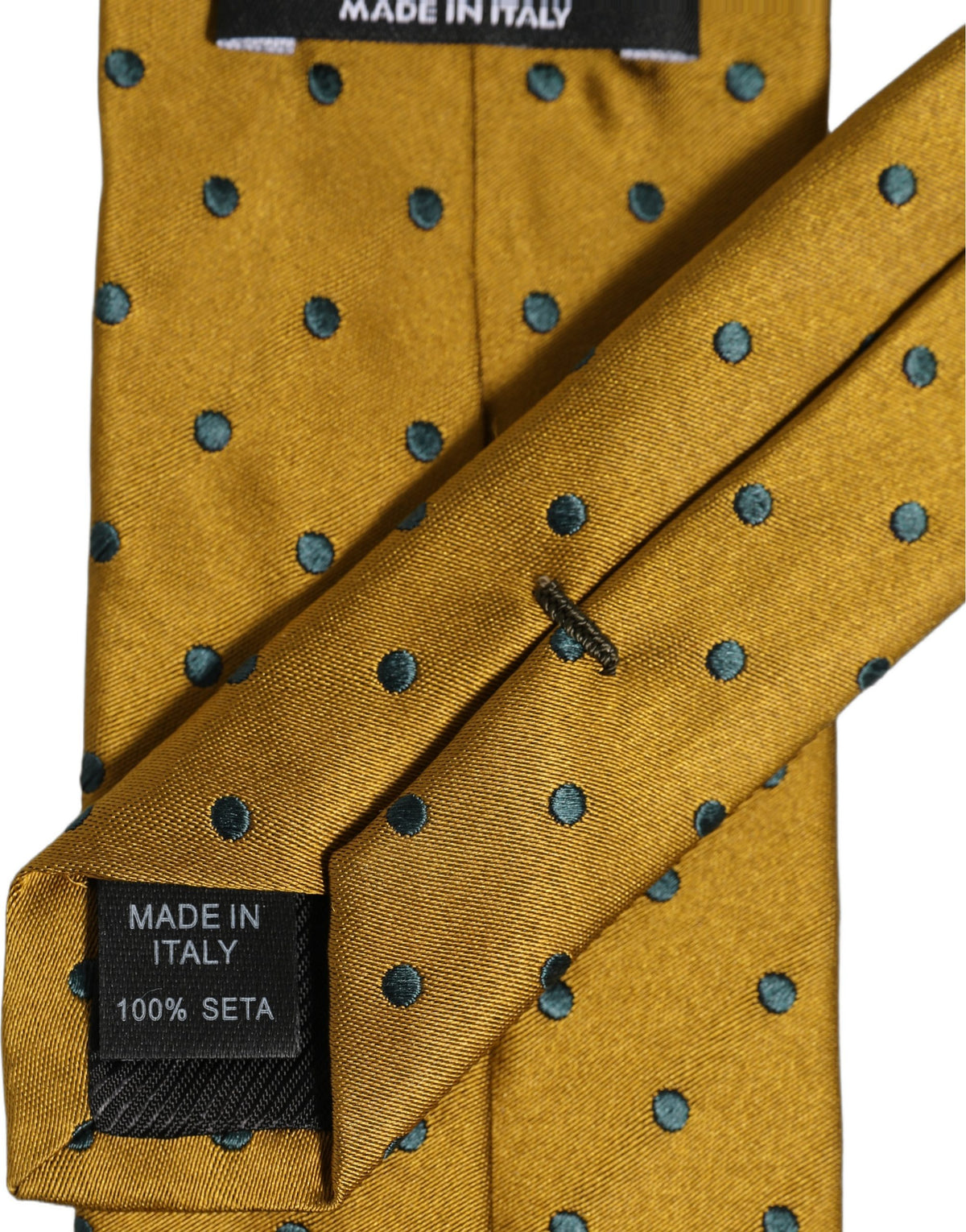 Dolce & Gabbana Men Mustard Silk Polka Dot Adjustable Men'sd NeckMen's Men's Tie
